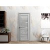 Sartodoors Solid French Door 24 x 80in, Quadro 4445 Light Grey Oak W/ Frosted Glass, Sgl Panel Frame Trim QUADRO4445ID-OAK-24